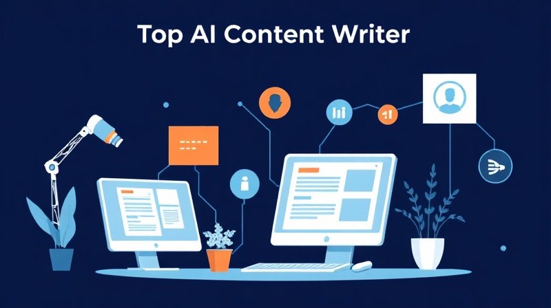 AI content writer tools illustration: features for efficient content creation.