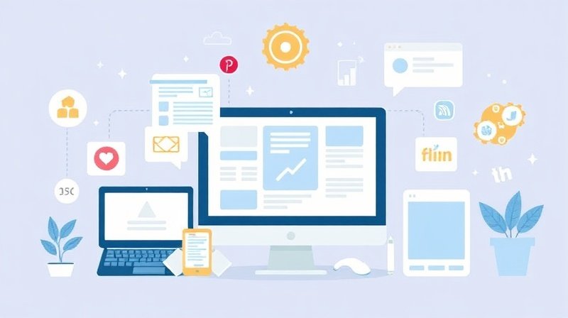 Illustration of auto publish content tools and platforms.